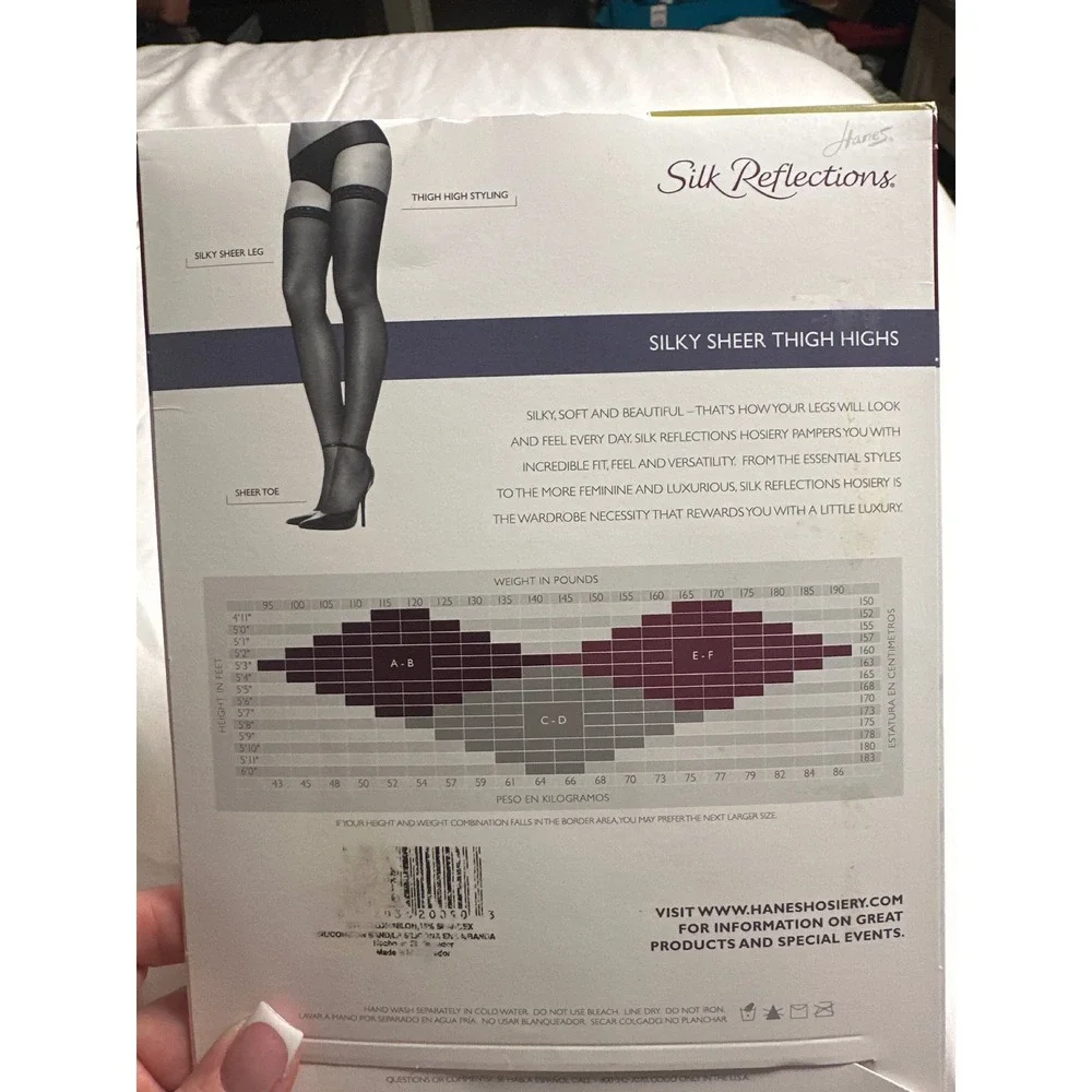 Hanes Silk Reflections Silky Sheer Thigh Highs Jet Black Size CD Style 720